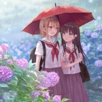 闺蜜唯美动漫打伞头像图片