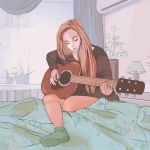 文艺弹吉他伤感漫画女头图片