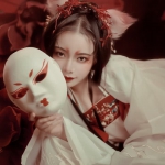 真人媚惑古风面具女头图片