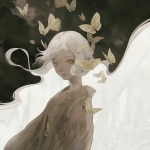 意境动漫蝴蝶女头图片