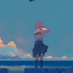 女生安静漫画背影头像图片