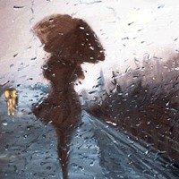 伤感雨中打伞女生丧系头像图片(图13)