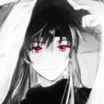 黑白的红眼睛动漫男头像图片