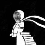 孤独高清黑白的漫画宇航员头像图片