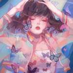 女生彩色手绘头像图片