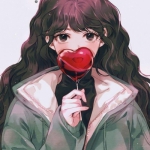 拿爱心动漫高清女头图片