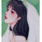 唯美清新的手绘婚纱新娘头像图片