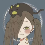 可爱头顶趴着猫咪的动漫女头图片