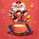 红色过年喜庆耍狮子头像图片