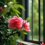 窗前清新木芙蓉花朵头像图片